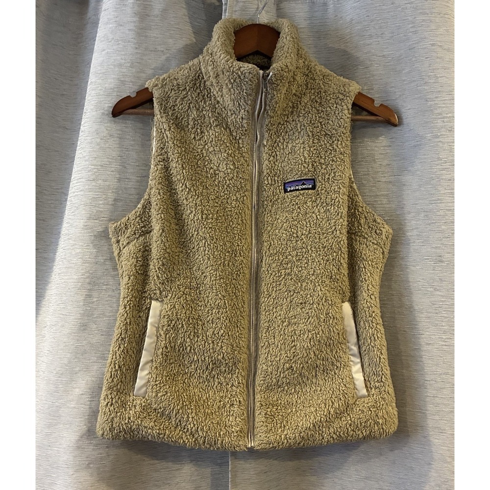 Patagonia Los Gatos El Cap‎ Khaki Beige Teddy Fleece Full Zip Vest Size Medium
